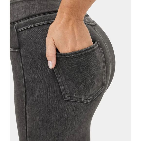 HalaraMagic High Waisted Stretchy Denim Leggings Color: Dark Grey Denim SZ: M - Picture 3 of 7